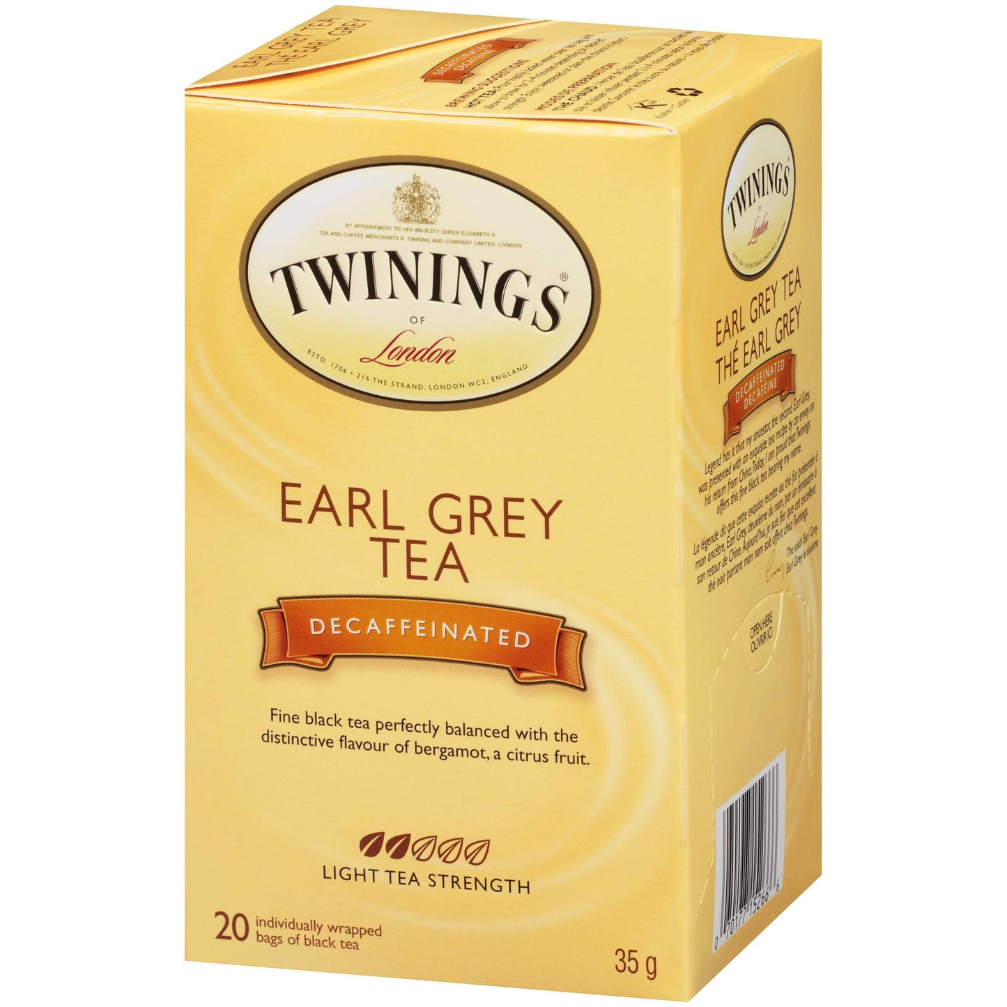 Twinings Decaf Earl Grey Individually Wrapped Teabags, Naturally Caffeine-Free, Black Tea Enhanced with Bergamot Citrus, 20 Count (Pack of 6), Enjoy Hot or Iced