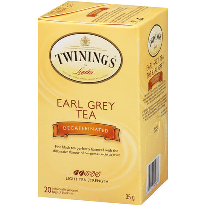 Twinings Decaf Earl Grey Individually Wrapped Teabags, Naturally Caffeine-Free, Black Tea Enhanced with Bergamot Citrus, 20 Count (Pack of 6), Enjoy Hot or Iced