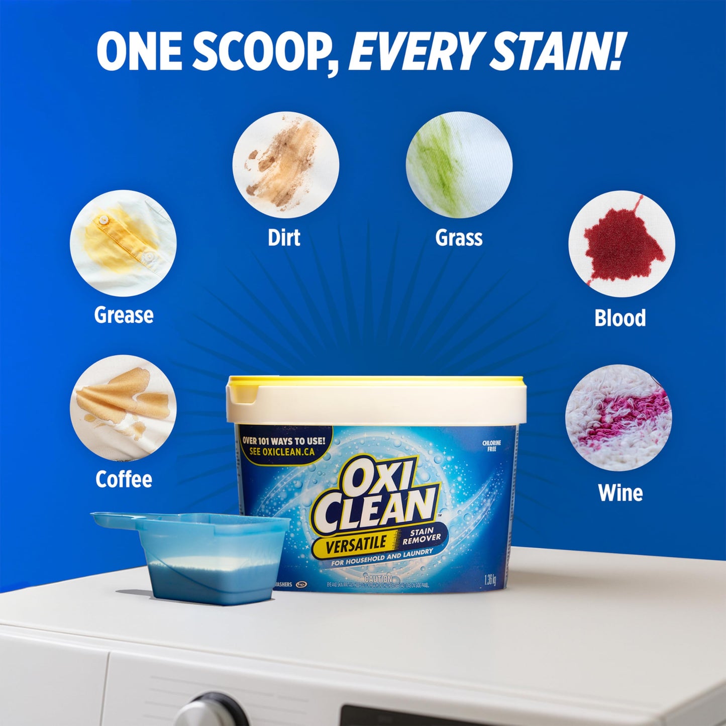 OxiClean Versatile Stain Remover Powder for Household, Laundry, Carpet, and Upholstery - Colour Safe, Chlorine Bleach Free, 3.27 kg
