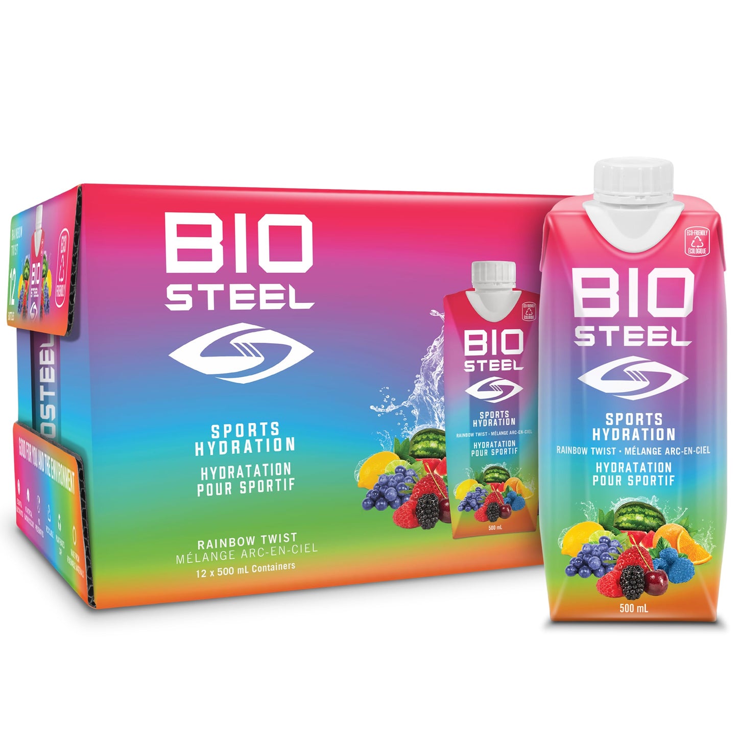 BioSteel Electrolyte Sports Drink, Rainbow Twist, 12-Pack, Zero Sugar