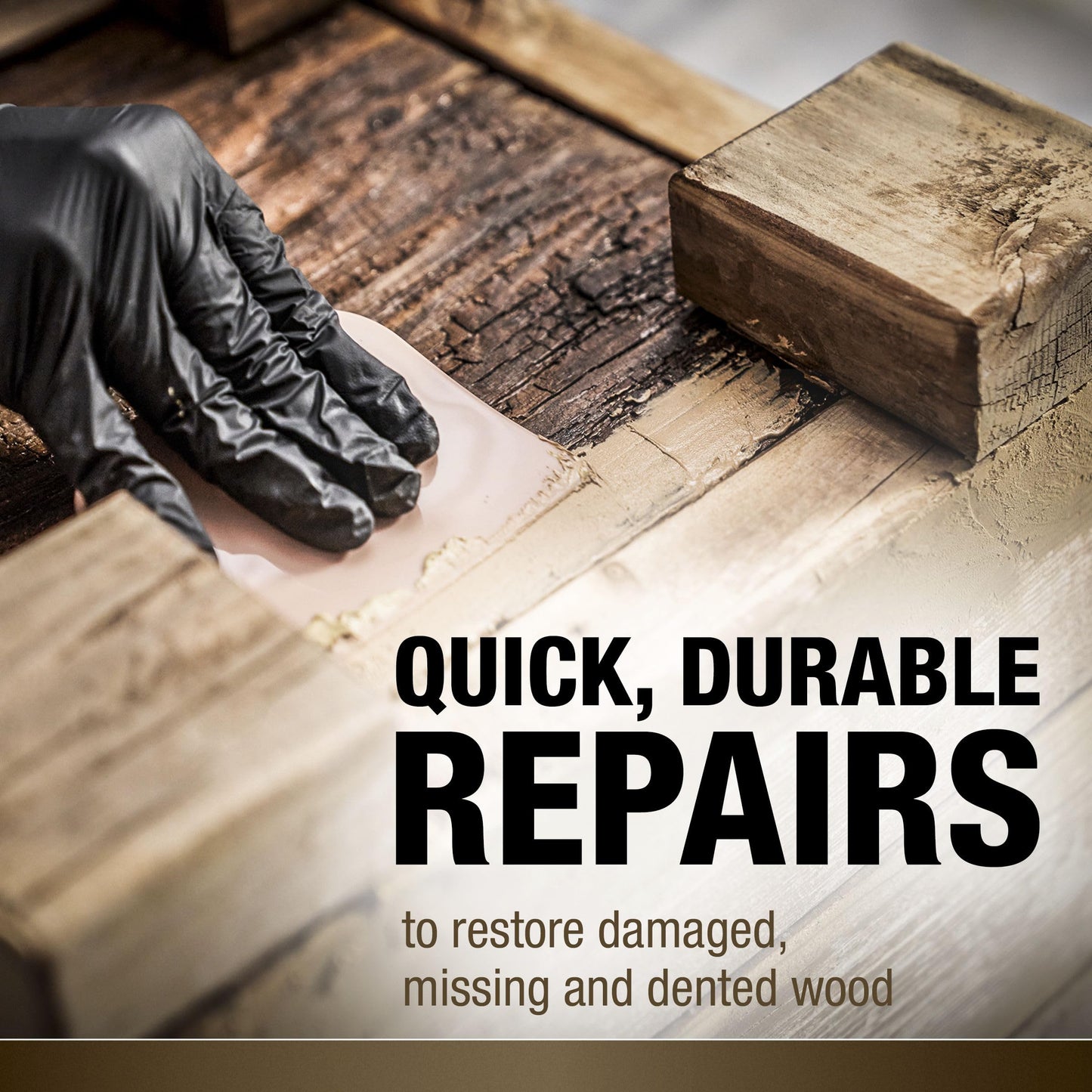 Bondo Wood Filler 12 oz with Hardener 0.5 oz, Repairs Chips and Cracks in Wood, Sandable, Paintable, and Stainable 3M