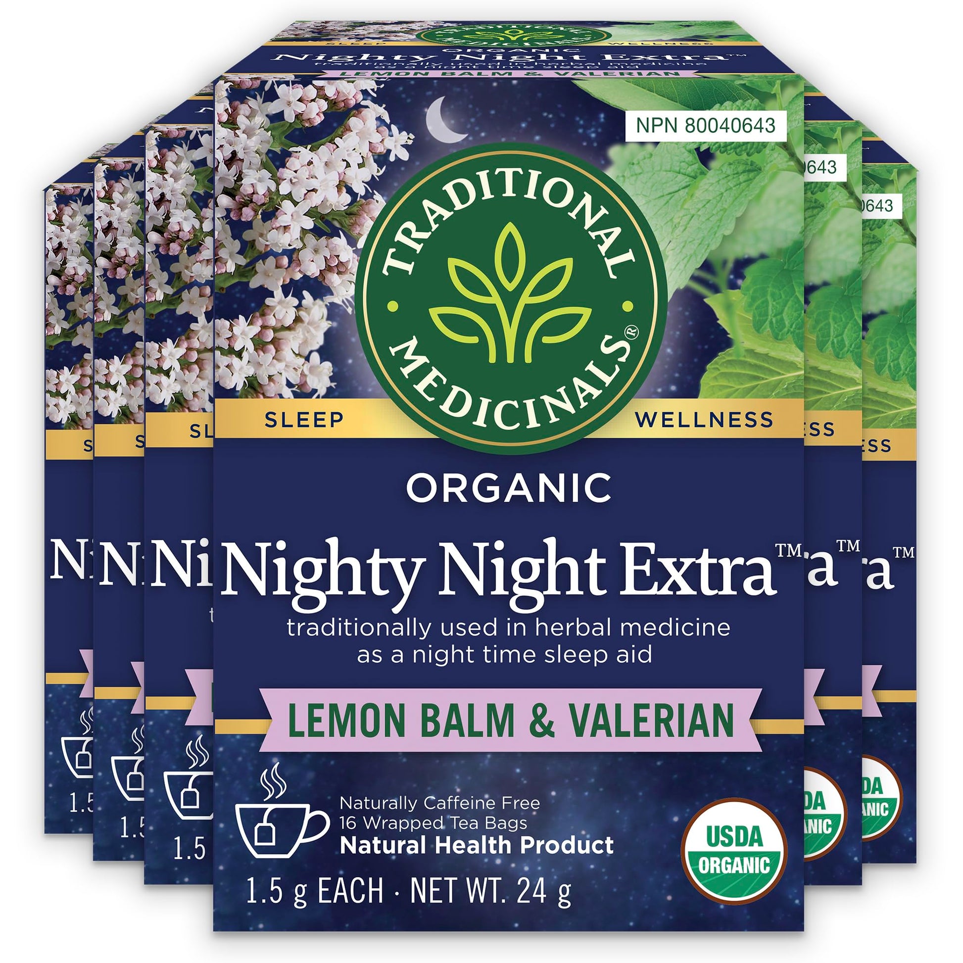 Traditional Medicinals Organic Nighty Night Extra Herbal Sleep Tea - 6 Pack (96 Tea Bags)
