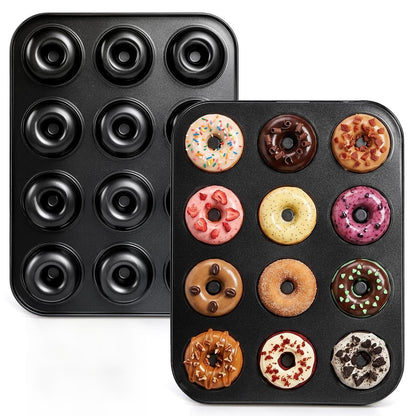 Lawei Pack of 2 Donuts Baking Mould with 24 Cavities Doughnut Mould with Non-Stick Coating, High-Quality Doughnut Baking Mould for Doughnut, Cake, Dessert, Black 🍁 All In One Marketplace Canada