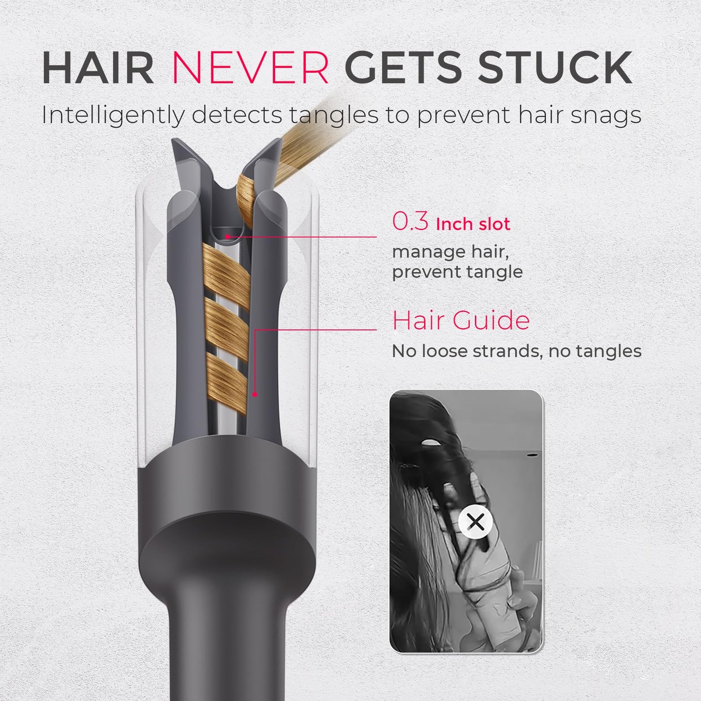 TYMO CURLPRO Automatic Rotating Curling Iron - Beach Waves Curling Wand, Portable Hair Curler, 500 Million Ionic, Dual Voltage & Lightweight for Travel, Ceramic Coating, Metallic Gray 1 inch