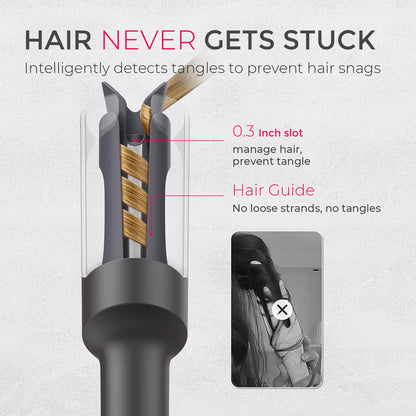 TYMO CURLPRO Automatic Rotating Curling Iron - Beach Waves Curling Wand, Portable Hair Curler, 500 Million Ionic, Dual Voltage & Lightweight for Travel, Ceramic Coating, Metallic Gray 1 inch