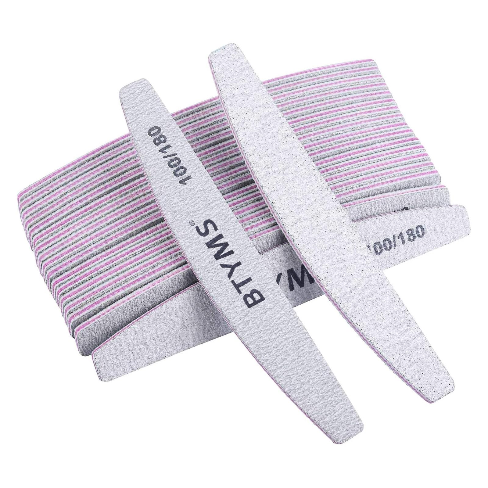 BTYMS 25 Pcs Nail Files 100/180 Grit Double Sided Emery Boards Coarse and Medium Nail File for Acrylic Nails and Natural Nails - Available at All In One Marketplace Canada