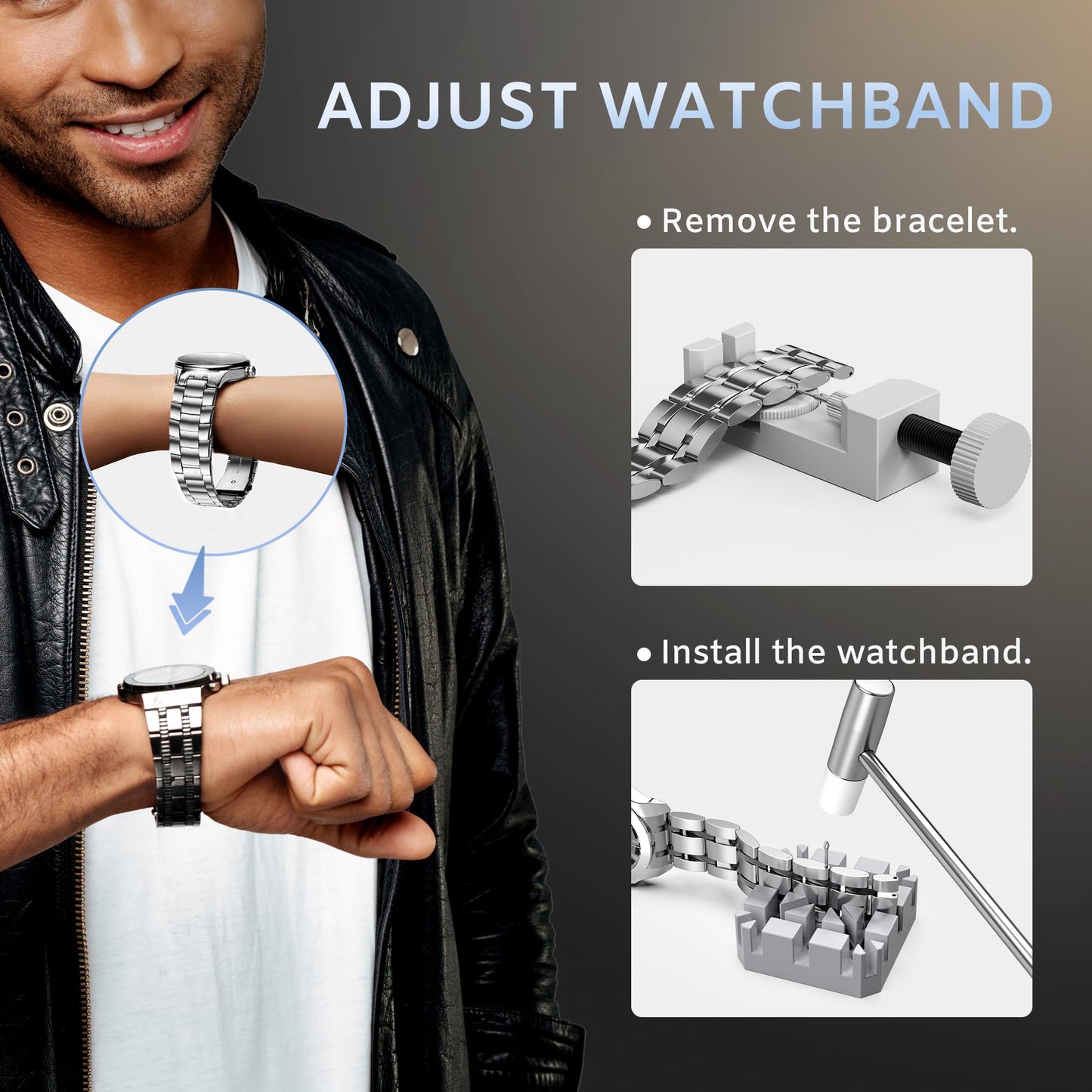 JOREST Watch Repair Tool Kit, Battery Replacement, Strap Adjustment, Bracelet Pin Removal, Band Link Remover, Resizing Tool, Wrench Opening Cover, Case Back Opener, Screwdriver, Spring Bar - Available at All In One Marketplace Canada