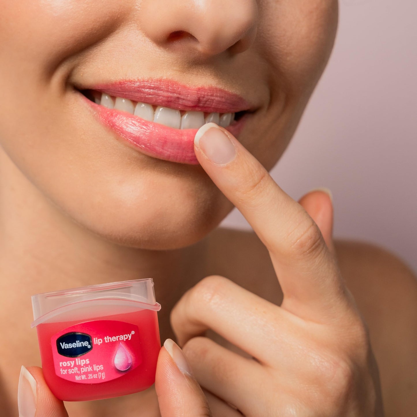 Vaseline® Lip Therapy® Rosy Lips Mini, Long-lasting moisturization with a light rosy fragrance and color.