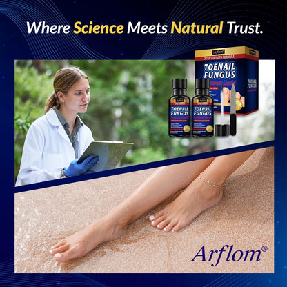 Arflom Toenail Fungus Treatment : 25% Undecylenic Fungal Nail Treatment Extra Strength - Toe and Fingernail with Tea Tree Oil (2pcs, 15ml each) - Available at All In One Marketplace Canada