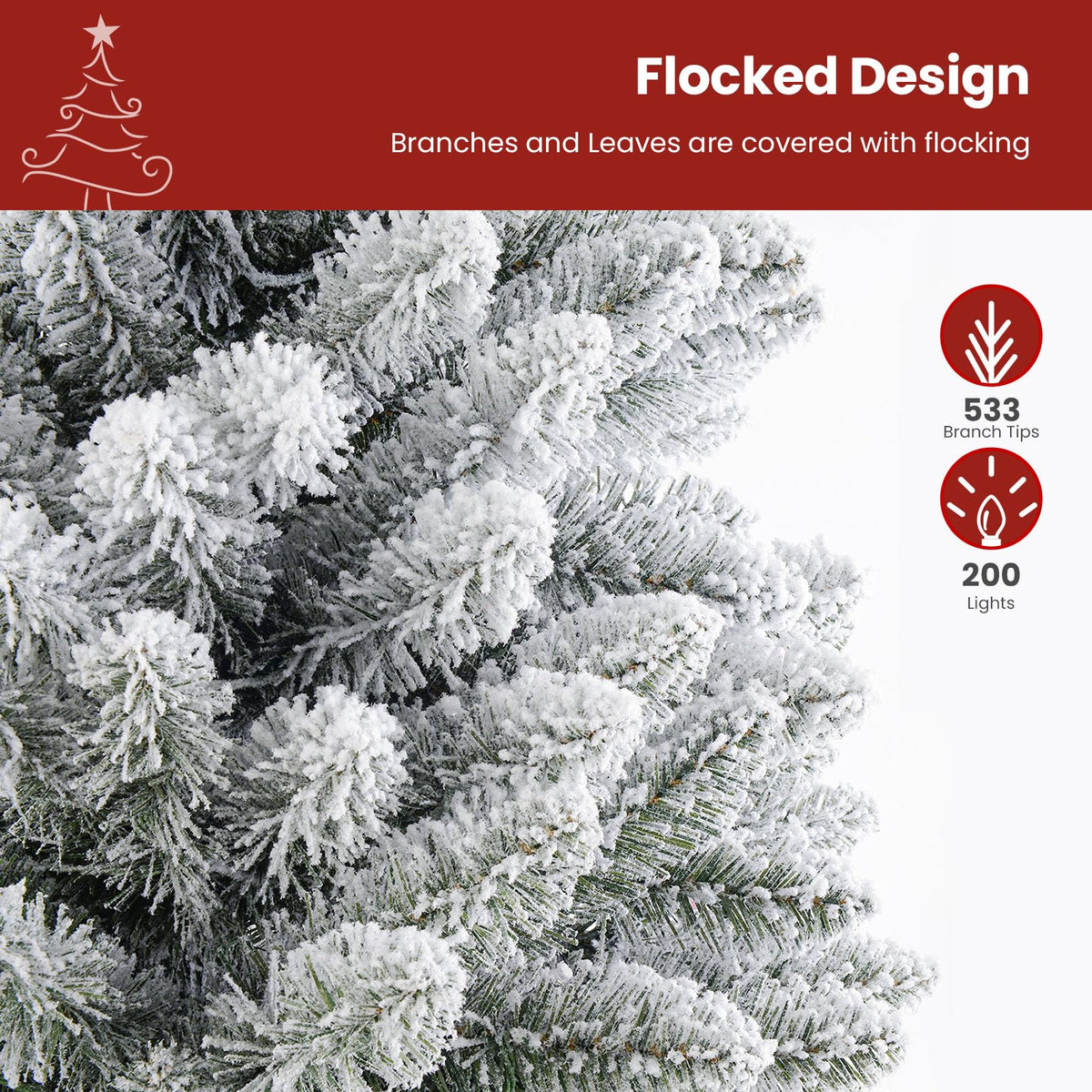 SHareconn 6.5ft Prelit Snow Flocked Artificial Slim Pencil Christmas Tree 🍁 All In One Marketplace Canada