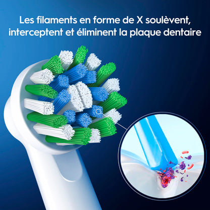 Oral-B CrossAction XFilaments Electric Toothbrush Replacement Brush Heads Refill, White, 3 Count