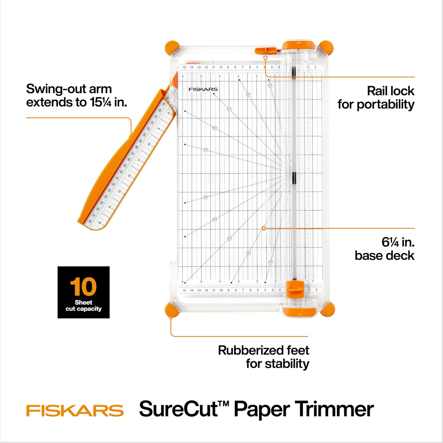 Fiskars Precision Paper Trimmer - Easy, Safe and Accurate for Crafts, Gifts, Cards and More - Always Cuts Straight Fiskars