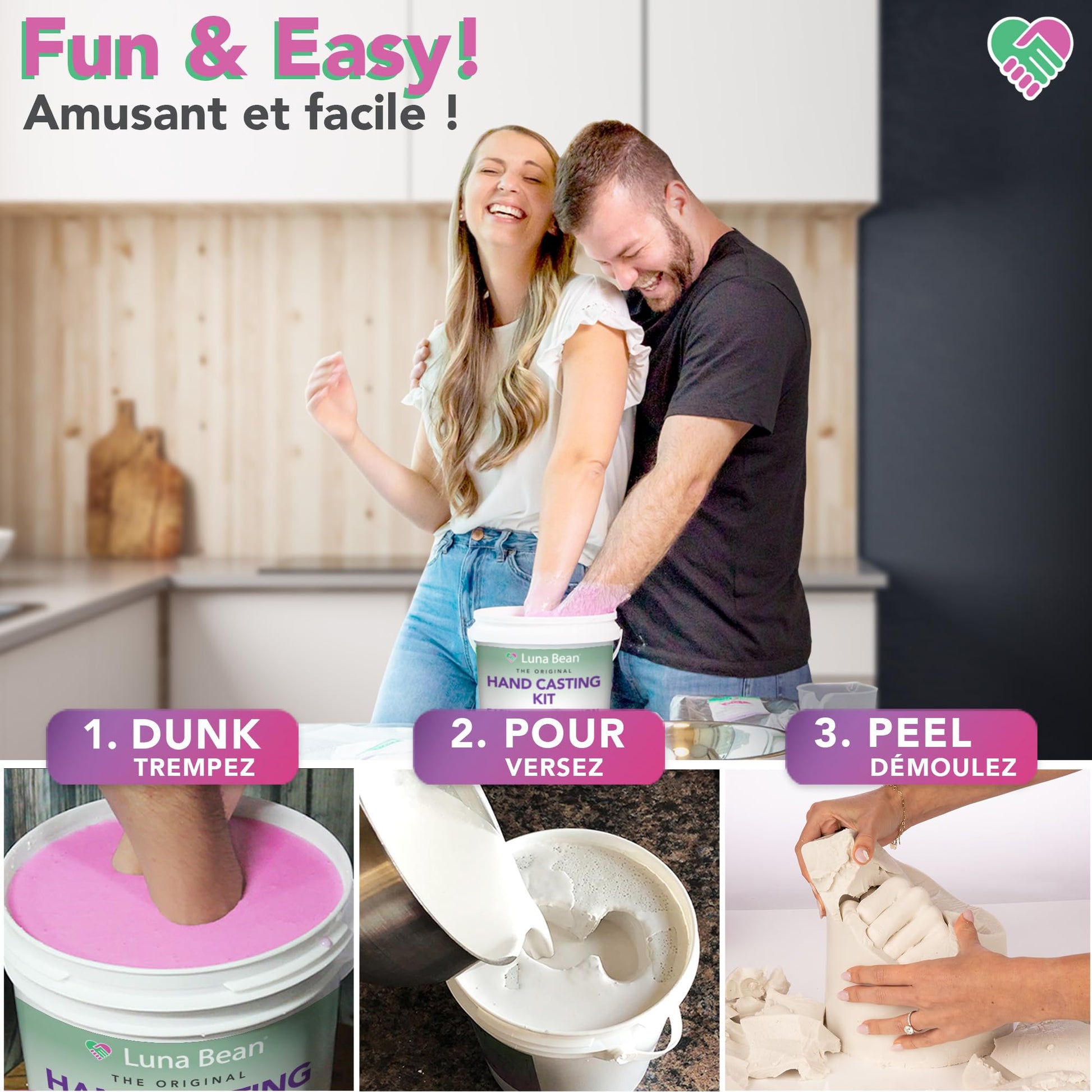 Luna Bean Hand Casting Kit – The Original Hand Mold Kit – Anniversary Engagement Gifts for Women Men Her Him Couples Wife Boyfriend Girlfriend Wedding Bridal Shower - Available at All In One Marketplace Canada