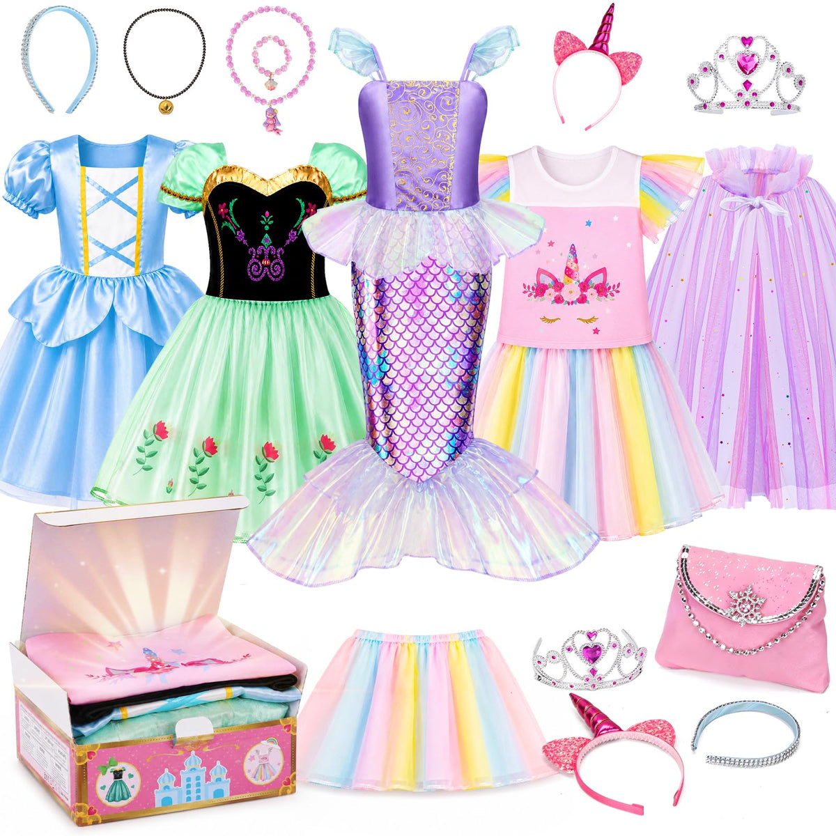 Meland 5-in-1 Princess Dress Up for Girls with Bag, Costume Gift Ages 3-8 🍁 All In One Marketplace Canada