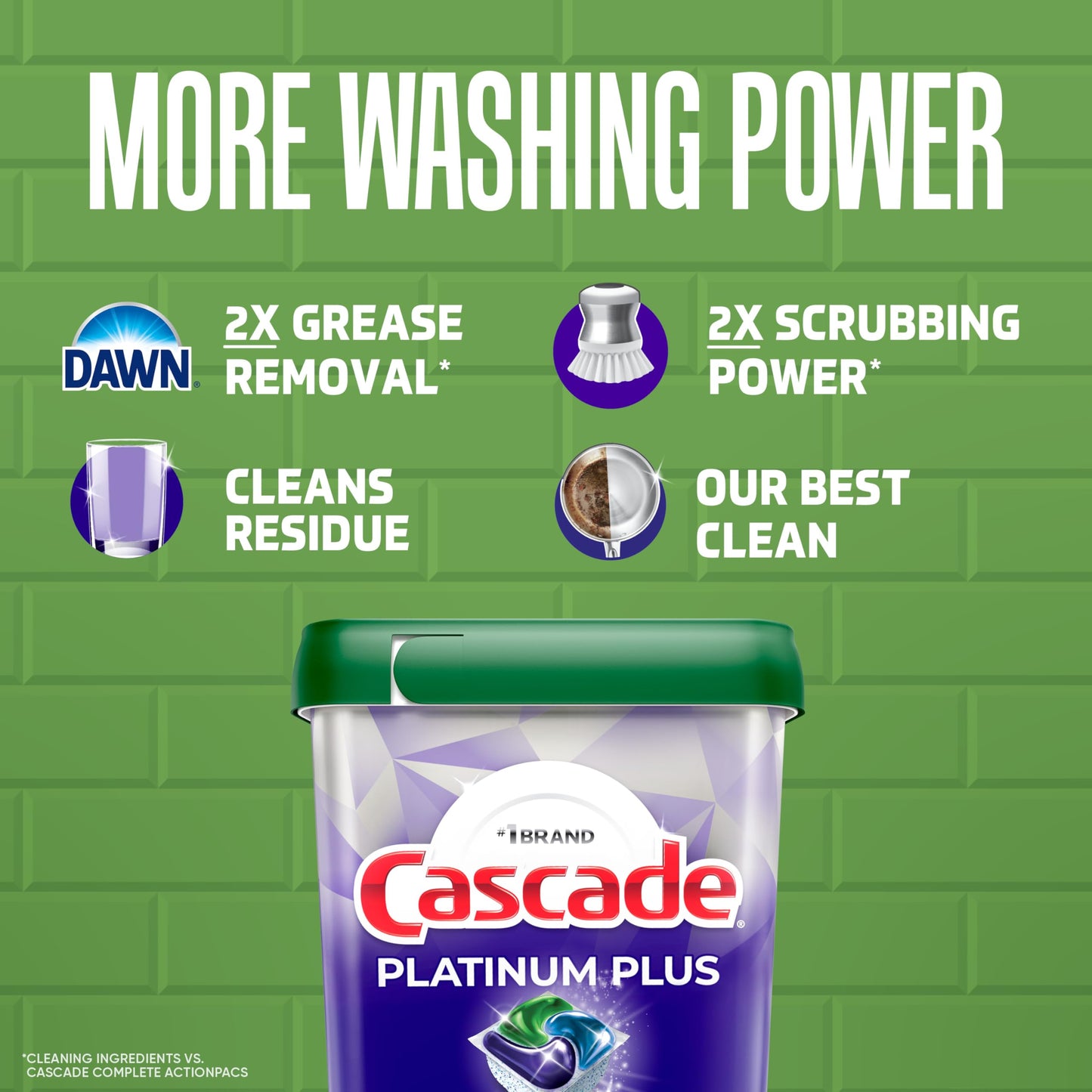 Cascade Platinum Plus Dishwasher Detergent Pods, Dish Detergent Soap, Mountain Scent, 57 Count