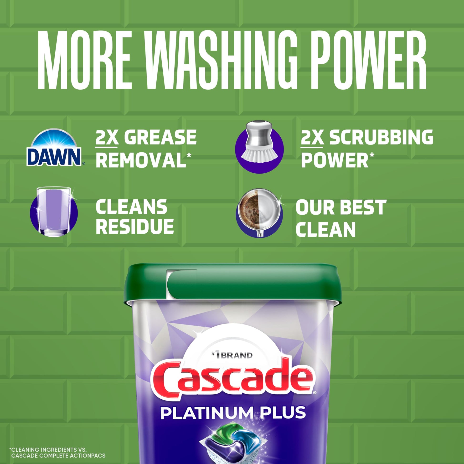 Cascade Platinum Plus Dishwasher Detergent Pods, Dish Detergent Soap, Mountain Scent, 57 Count