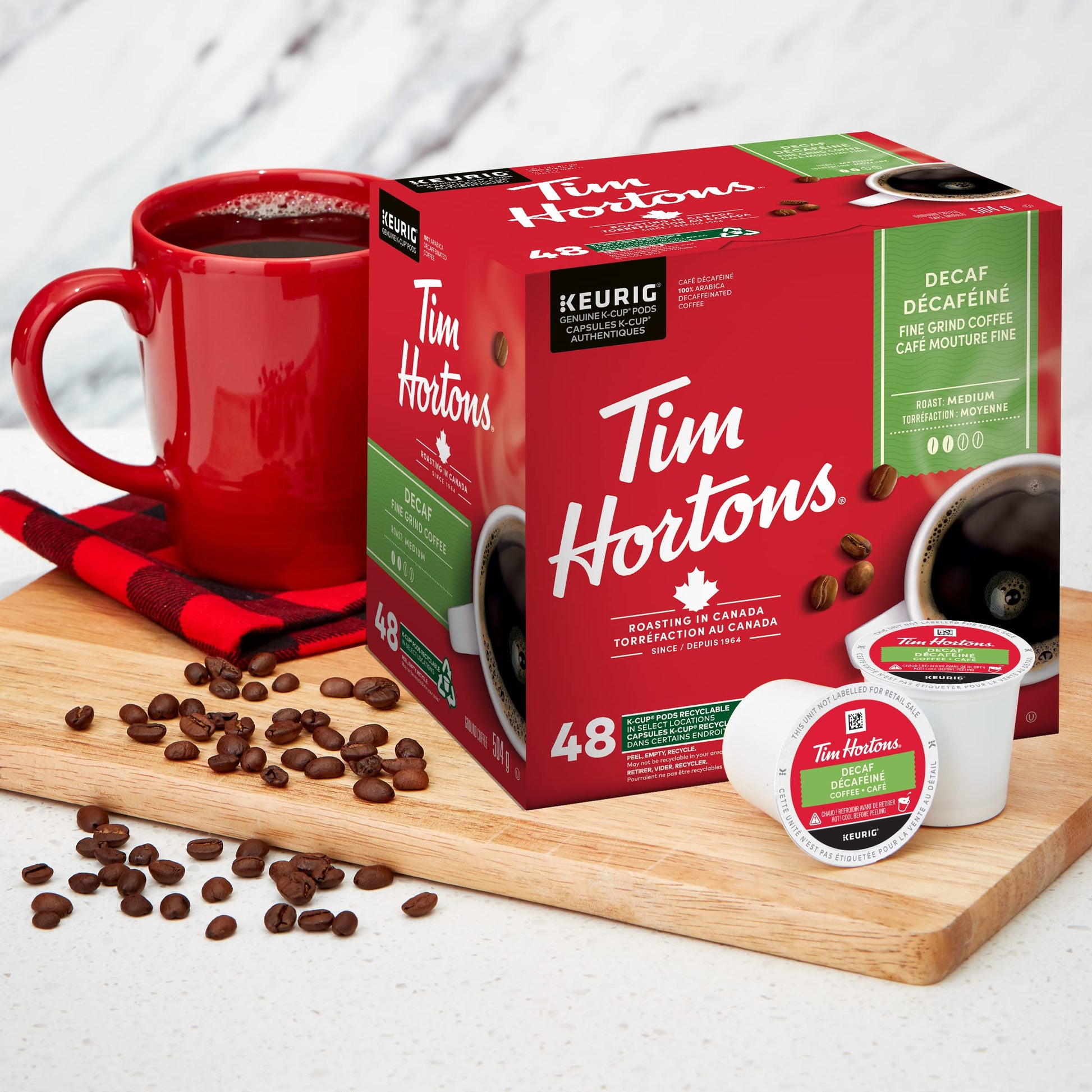 Tim Hortons Decaf Coffee K-Cup Pods, Medium Roast, 48 Pack