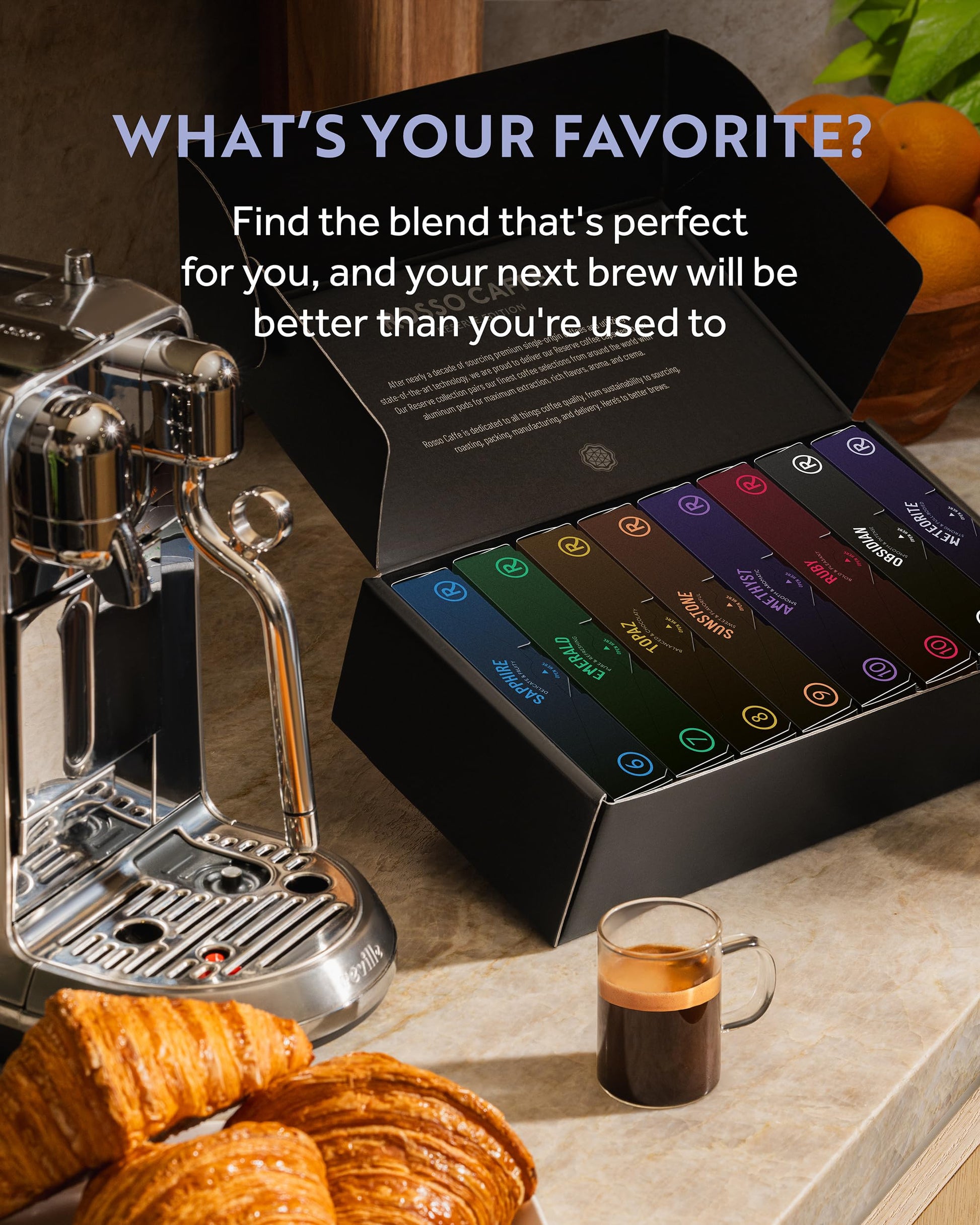 ROSSO CAFFÈ Espresso Coffee Capsules for Nespresso Original Machines - 80 Pod Variety Pack, 8 Distinct Blends, Medium to Dark Roast - Italian Made