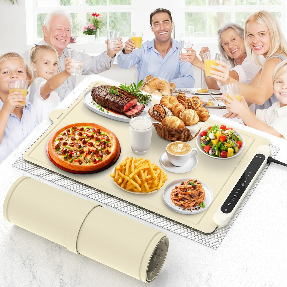 Food Warming Mat Electric Tray: Adjustable Silicone Heating Pad with 3 Temperature Settings 4 Timer Function Portable Roll Up Hot Plate for Buffets Party Gatherings Kitchen Warmer Countertop Holiday 🍁 All In One Marketplace Canada