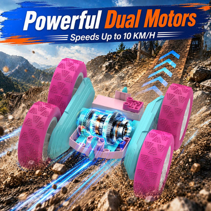 Hamdol Pink Remote Control Car for Girls, Double-Sided RC Stunt Car with LED Headlights, Rechargeable 4WD Electric Toy Vehicle, Princess Gift for 6–12 Year Old Girls, Birthday & Christmas Toy 🍁 All In One Marketplace Canada