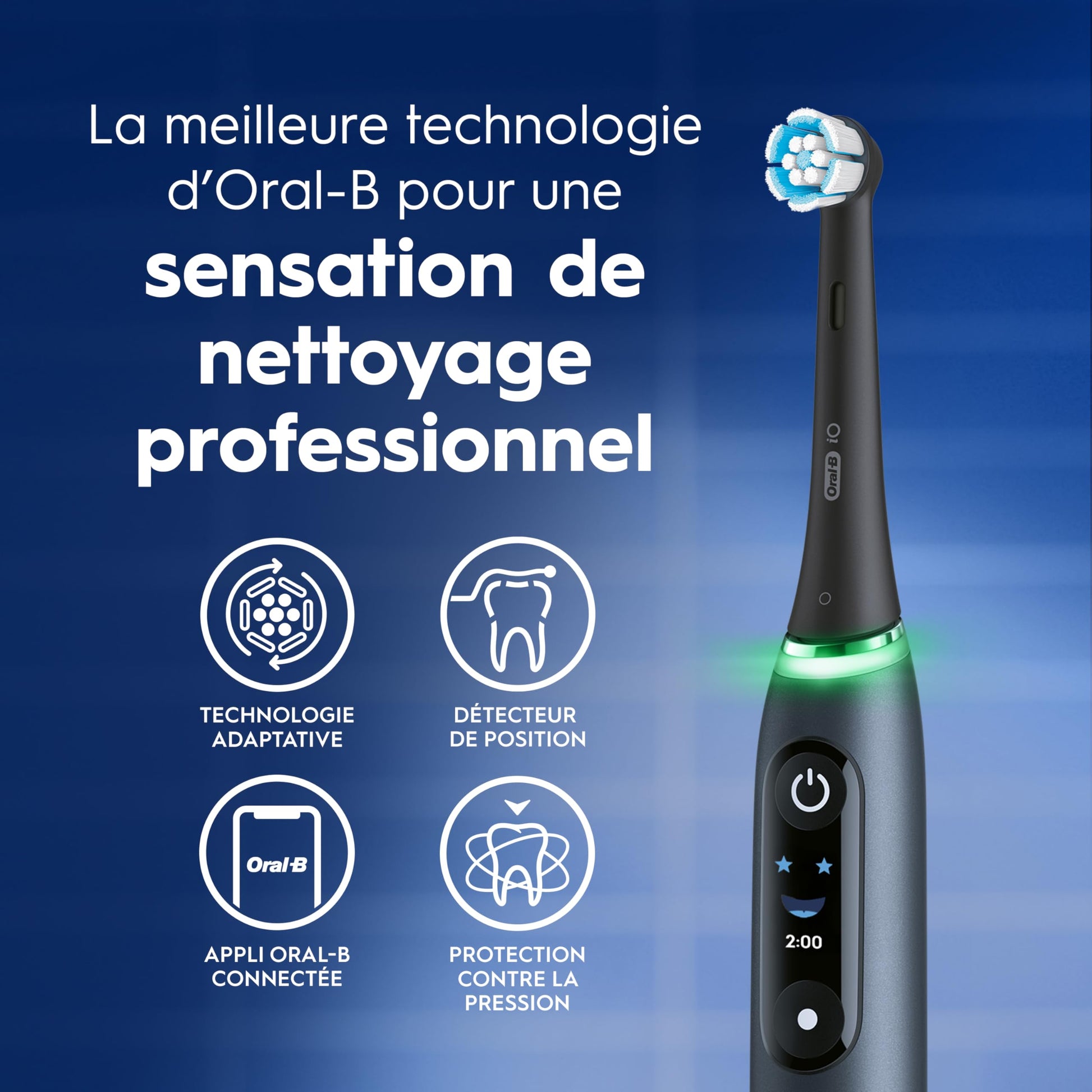Oral-B iO9 Electric Toothbrush, for the Ultimate Professional Clean Feel, Black Onyx, Rechargeable Electric Toothbrushes, iO Series 9 with 1 Power Toothbrush, 4 Brush Heads, and 1 Charging Travel Case Oral-B