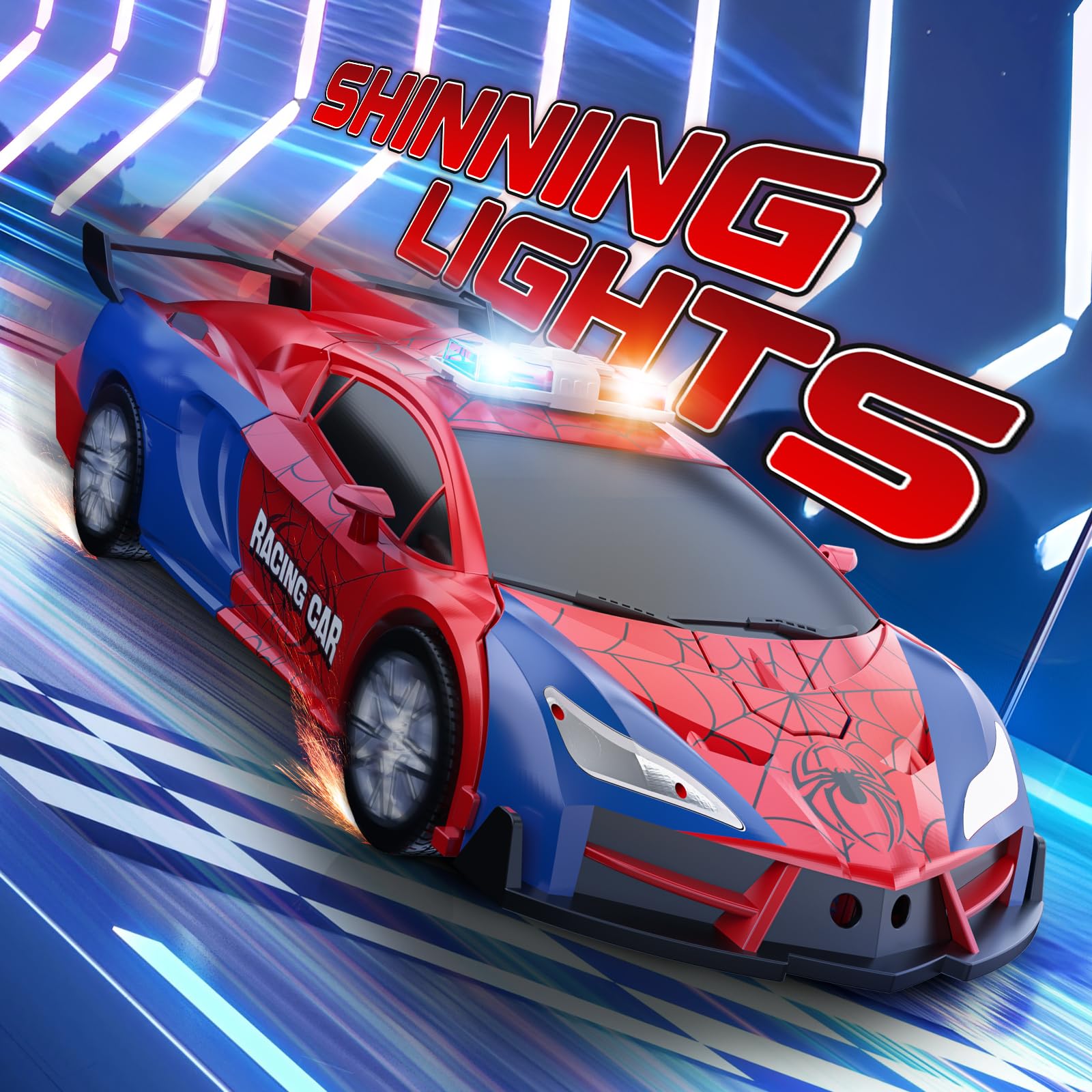 Spider Transform Remote Control Cars for Kids - 2.4GHz RC Police Car for 3 4 5 6 7 8 Year Old Boys, 1:18 Scale Robot Toy Car with One-Key Transformation & 360° Rotation, Kids Christmas Birthday Gifts - Available at All In One Marketplace Canada