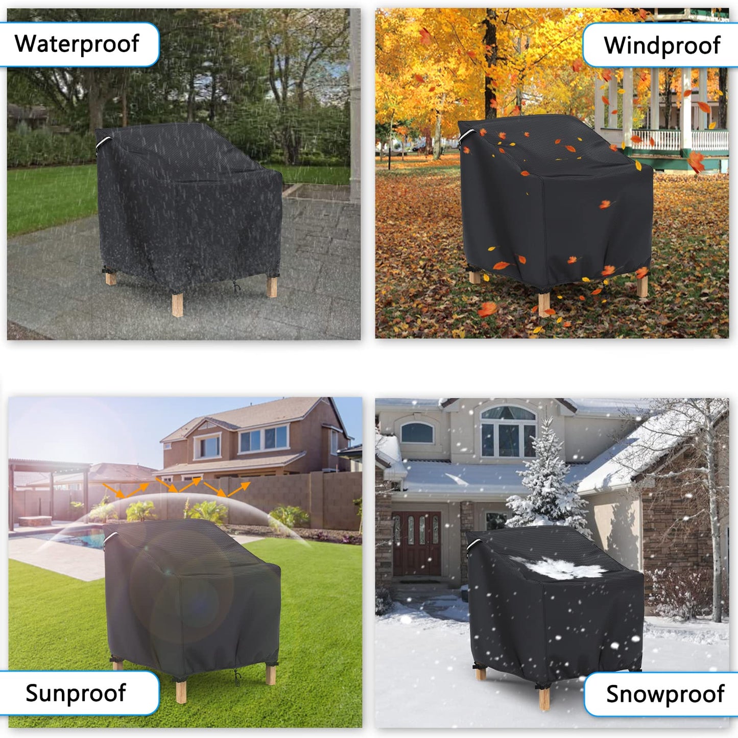 Gasadar Patio Chair Cover-2 Pack, Heavy Duty Waterproof UV Resistant Anti-Fading Chair Covers for Lawn Outdoor Furniture Chairs,35"W x 38"D x 31"H 🍁 All In One Marketplace Canada
