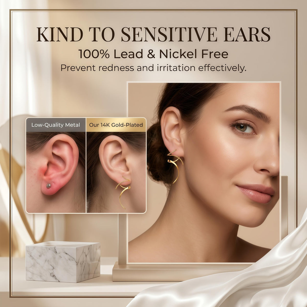 Earrings for Women Spiral threader earrings 14K gold earrings hand bent dangle earrings for women，suitable for gift giving, perfect for your birthday party, Christmas, gift giving. 🍁 All In One Marketplace Canada