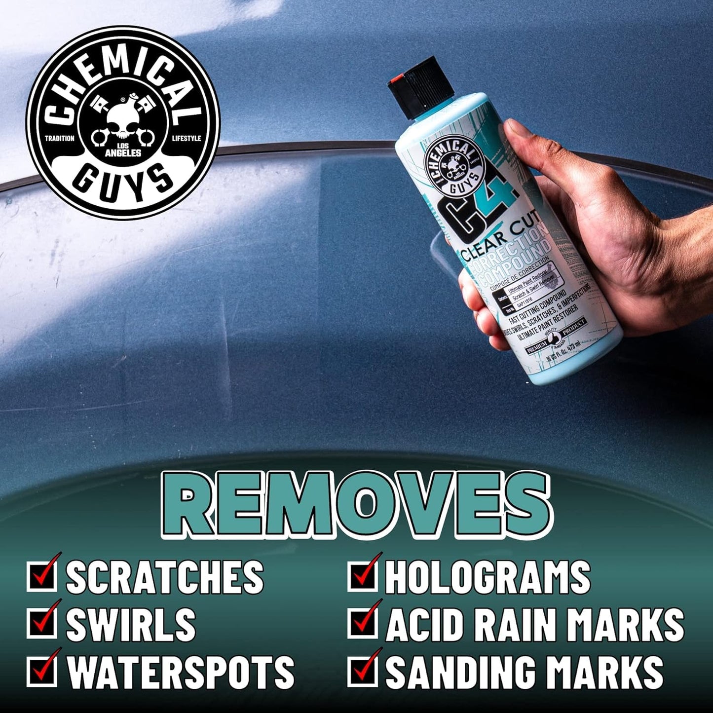 Chemical Guys C4 Clear Cut Correction Compound & P4 Precision Polish Kit (Safe for Cars, Trucks, SUVs, RVs, Motorcycles, & More) 2 x 473 ml Bottles 🍁 All In One Marketplace Canada