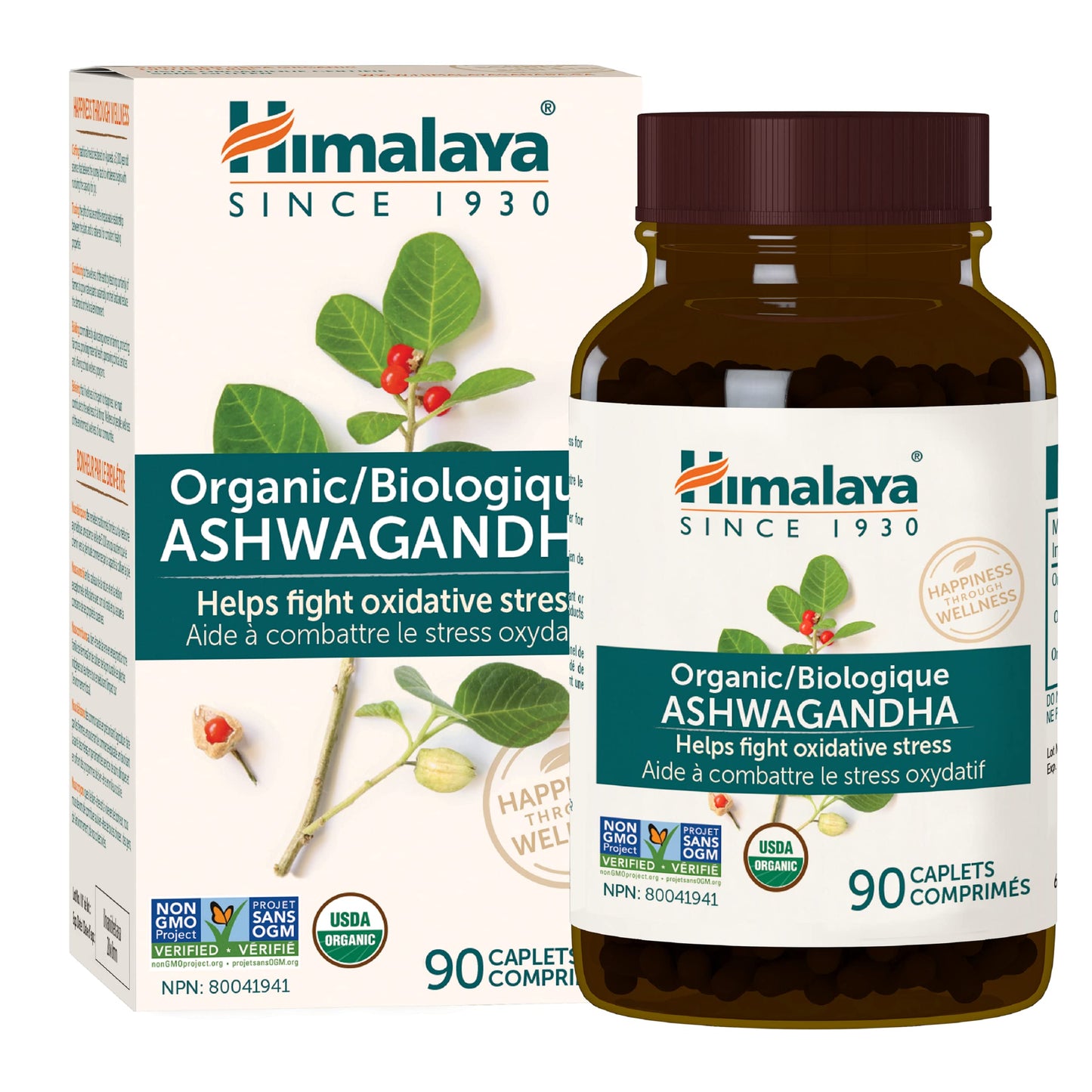 Himalaya Organic Ashwagandha, USDA Certified Organic, Non-GMO, Gluten Free Supplement, 100% Ashwagandha Powder & Extract. (90 Count) - Available at All In One Marketplace Canada