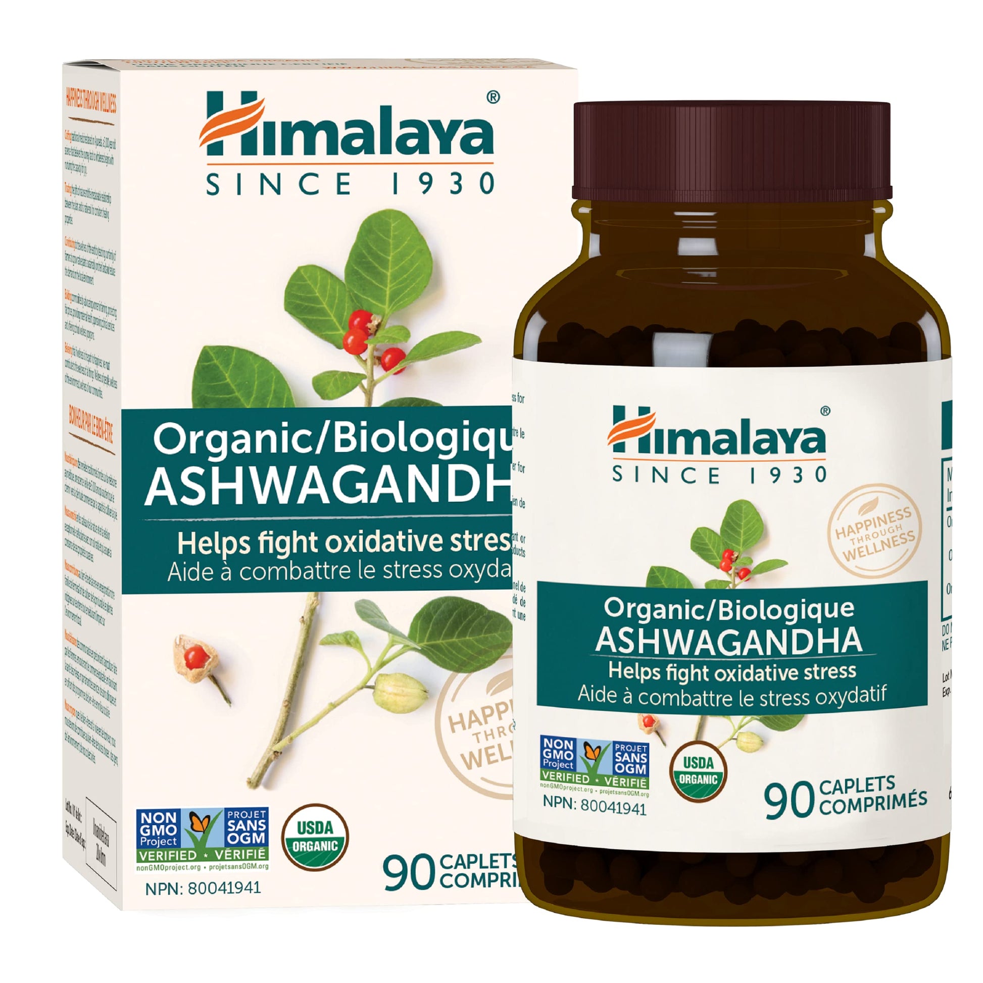 Himalaya Organic Ashwagandha, USDA Certified Organic, Non-GMO, Gluten Free Supplement, 100% Ashwagandha Powder & Extract. (90 Count) - Available at All In One Marketplace Canada