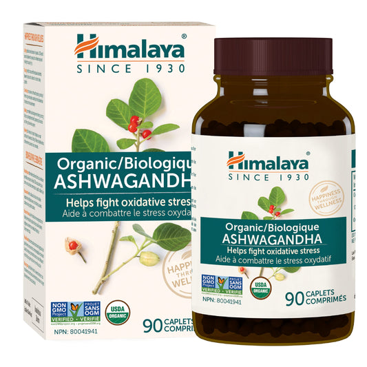 Himalaya Organic Ashwagandha, USDA Certified Organic, Non-GMO, Gluten Free Supplement, 100% Ashwagandha Powder & Extract. (90 Count) - Available at All In One Marketplace Canada