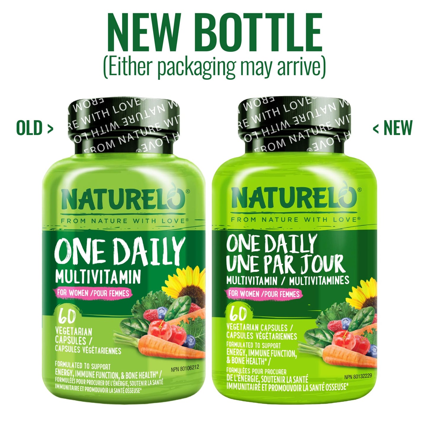 NATURELO One Daily Multivitamin for Women w/Vitamin B12, 60 Ct, Energy Support, Whole Food Daily Women Multivitamin Supplement, Nourish Hair/Skin/Nail, Non-GMO, No Soy, Gluten Free, 2 Month Supply - Available at All In One Marketplace Canada