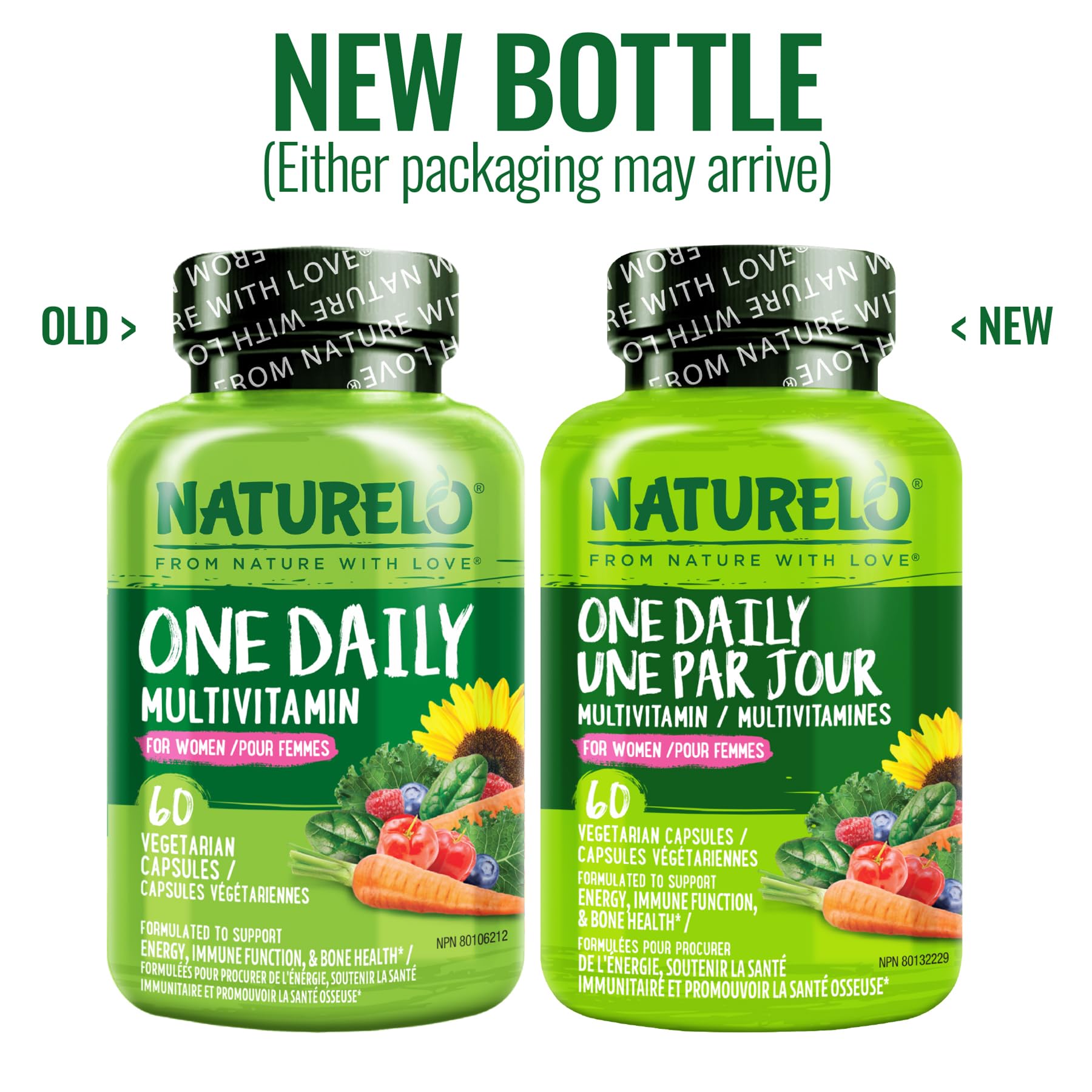 NATURELO One Daily Multivitamin for Women w/Vitamin B12, 60 Ct, Energy Support, Whole Food Daily Women Multivitamin Supplement, Nourish Hair/Skin/Nail, Non-GMO, No Soy, Gluten Free, 2 Month Supply - Available at All In One Marketplace Canada