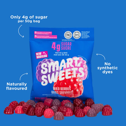 SmartSweets Wild Berries Gummy Candy 50g (Pack of 14) – Low Sugar, Low Calorie, Plant-Based & Gluten-Free