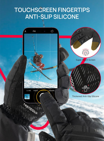 TRENDOUX Winter Gloves Men Women Cold Weather Ski Thermal Mens Gloves Man with Thermohandz Warming Hot Lining Grip Silicone for Motorcycle Adult Skiing Driving Biking Riding Skating - Black L 🍁 All In One Marketplace Canada