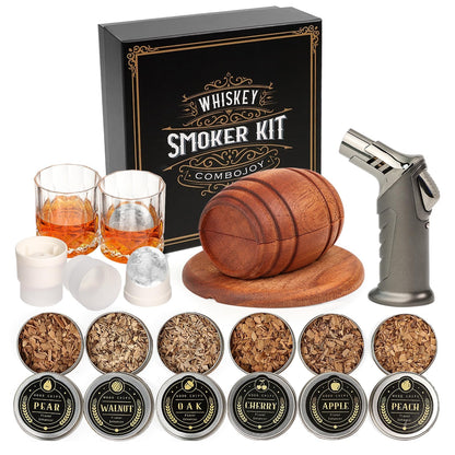 Whiskey Smoker Kit with Torch - 6 Flavors Wood Chips, 2 Glasses, 2 Ice Ball Molds - Cocktail Smoker Infuser Kit, Old Fashioned Drink Smoker Kit, Birthday Bourbon Whiskey Gifts for Men,Dad(NO Butane) - Available at All In One Marketplace Canada