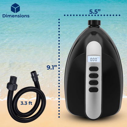 SereneLife Electric SUP Air Pump 16 PSI, Portable Paddle Board Air Compressor with Digital LCD Display, 12V DC Car Connector, Multiple Nozzle Adapters for SUPs, Boats & Inflatables SereneLife