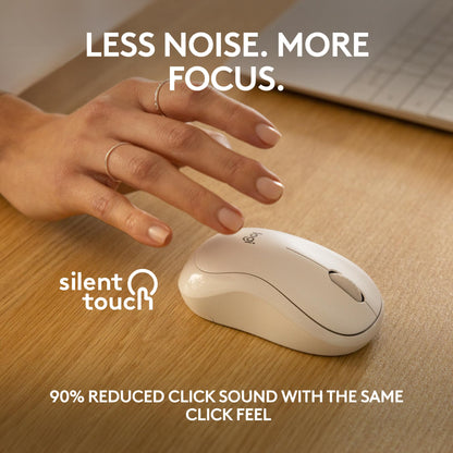 Logitech M240 Silent Bluetooth Mouse, Wireless, Compact, Portable, Smooth Tracking, 18-Month Battery, for Windows, macOS, ChromeOS, Compatible with PC, Mac, Laptop, Tablets - Off White