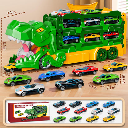 Dinosaur Transport Race Truck Toy with 59-Inch Race Track and Die-Cast Cars 🍁 All In One Marketplace Canada