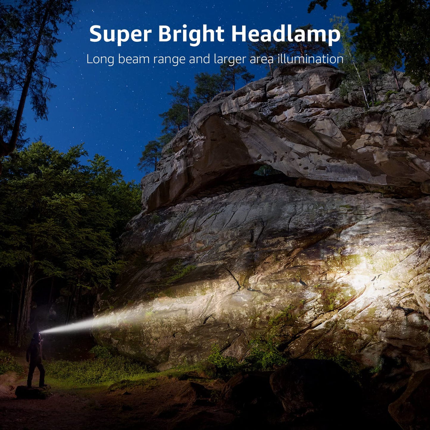 Lepro LED Headlamp Rechargeable, Super Bright Head Torch with Red Light & 5 Modes, Waterproof & Adjustable Headlight, Gear Essentials for Camping, Running, Hiking, Emergency (USB Cable Included) - Available at All In One Marketplace Canada