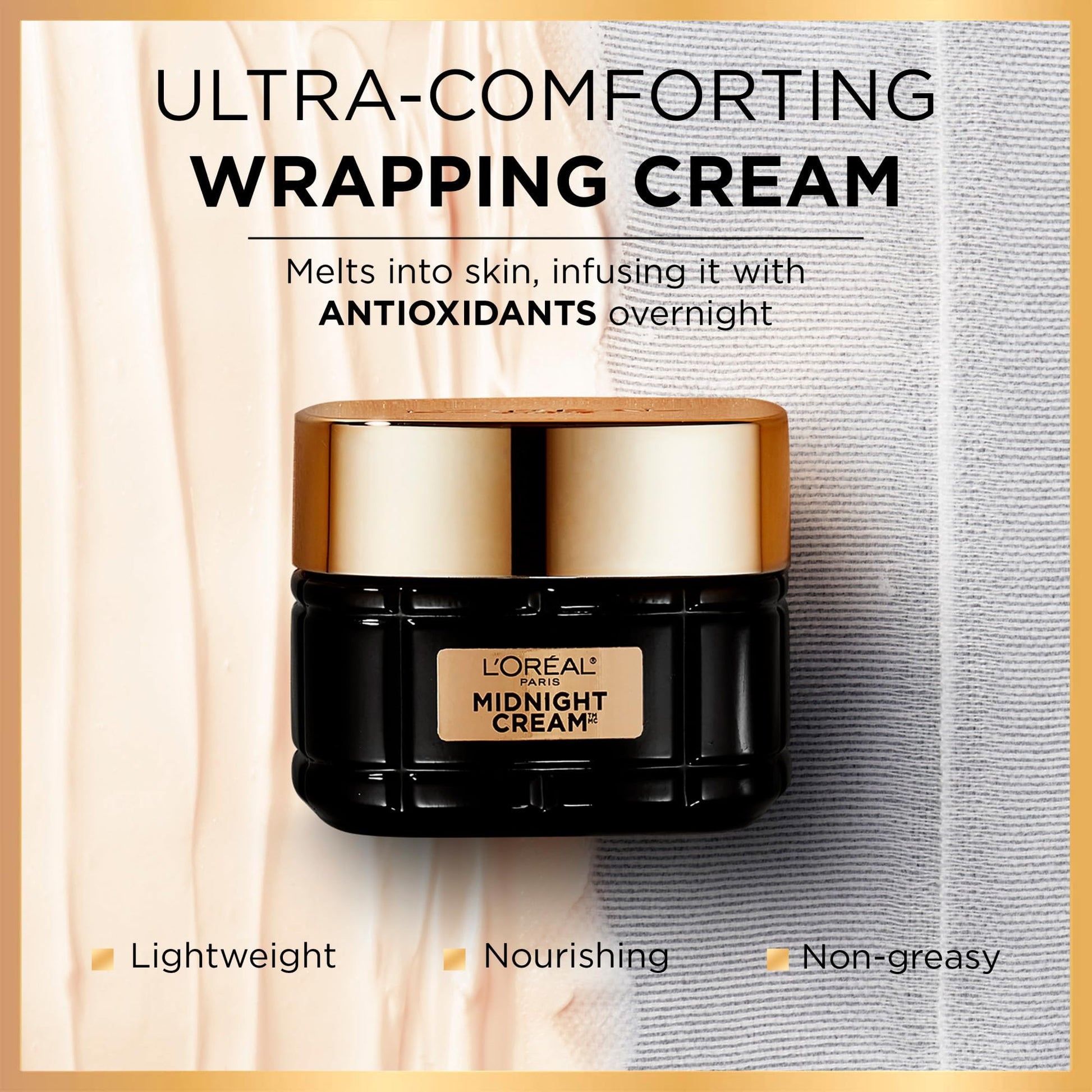 L'Oréal Paris Midnight Night Cream, Face Mositurizer with Vitamin E + Antioxidant Recovery Complex, Reduces look of Wrinkles, Firm & Comfort Skin, Age Perfect Cell Renewal, 50ml - Available at All In One Marketplace Canada