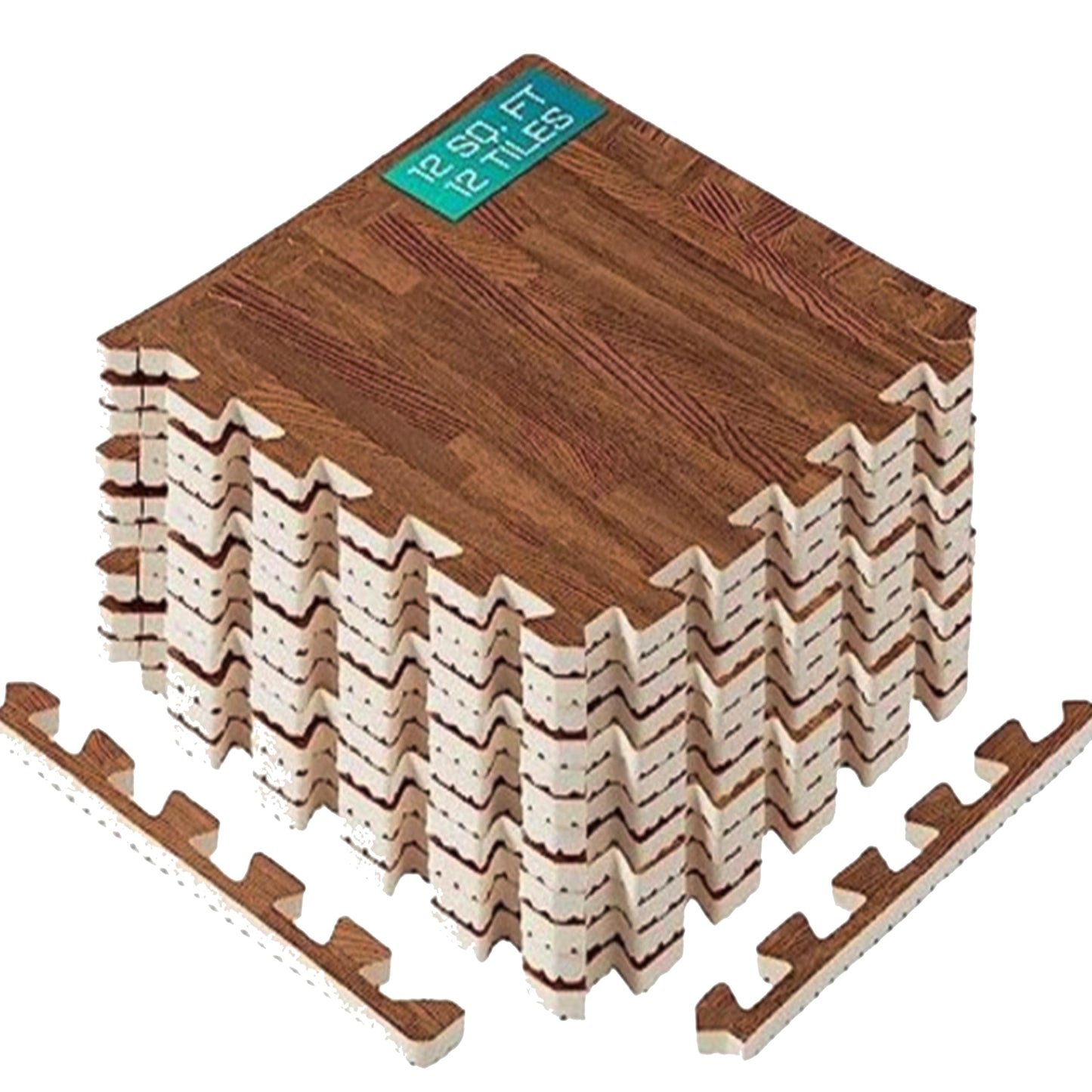 Yes4All EVA Interlocking Mats, Puzzle Floor Tiles, Foam Floor Padding with Border for Furniture, Home Space, Living Room, Garage - Dark Oak Wood, 1.02 m2 🍁 All In One Marketplace Canada