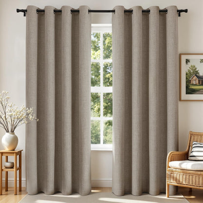 Joydeco Blackout Curtains 84 Inches Long 100% Blackout Curtains 2 Panels, Room Darkening Opaque Curtains for Bedroom, Thermal Drapes Privacy Protection 2 Panels Set(W52 x L84 Inch, Linen)