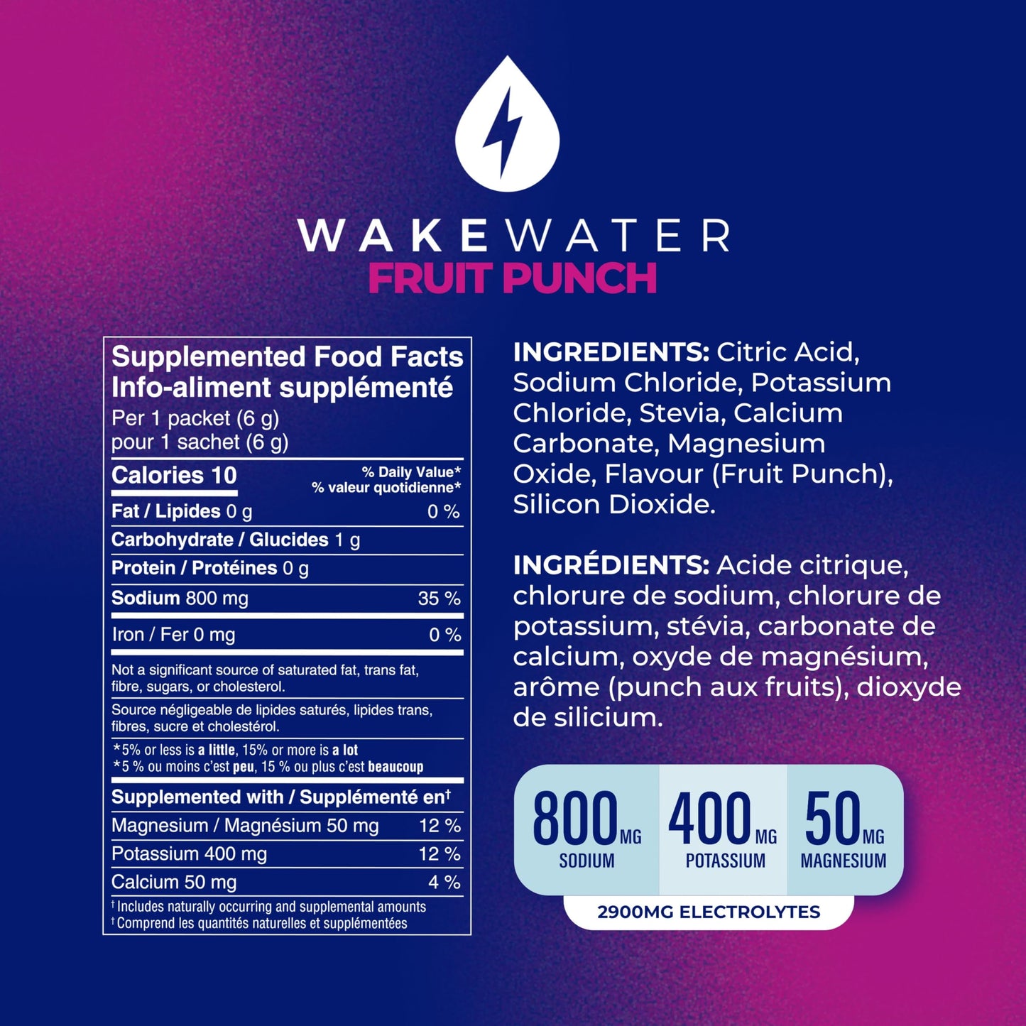 Wake Water Sugar Free Electrolyte Packets, Hydration Powder, Keto & Paleo Friendly Electrolyte Drink Mix, Fasting Hydration Packs, Travel Essentials, Pack of 10 (6g Each) (6 g (Pack of 10), Fruit Punch)