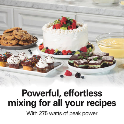 Hamilton Beach 6-Speed Electric Hand Mixer for Baking, 275W, Easy Clean Beaters, Dough Hooks, Whisk, Snap-On Storage Case, Black (62639C) Hamilton Beach
