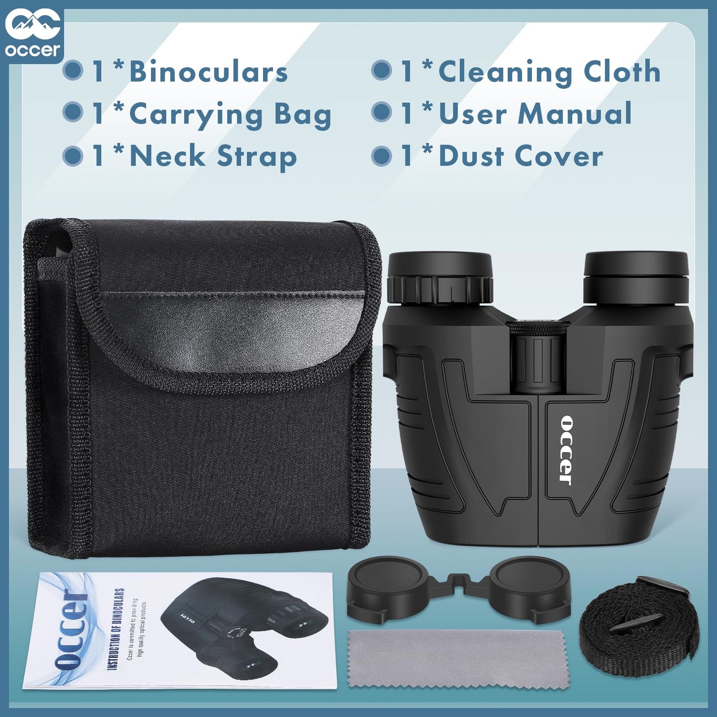 Occer 12x25 Compact Binoculars for Adults Kids, Small Binoculars with Large Clear Low Light Vision,High Power Lightweight Binocular Easy Focus for Hunting, Bird Watching, Travel, Hiking,Gift for Men