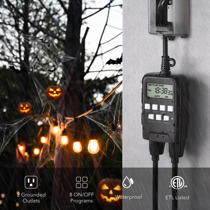 BN-LINK 7 Day Outdoor Heavy Duty Digital Programmable Timer Dual Outlet 🍁 All In One Marketplace Canada