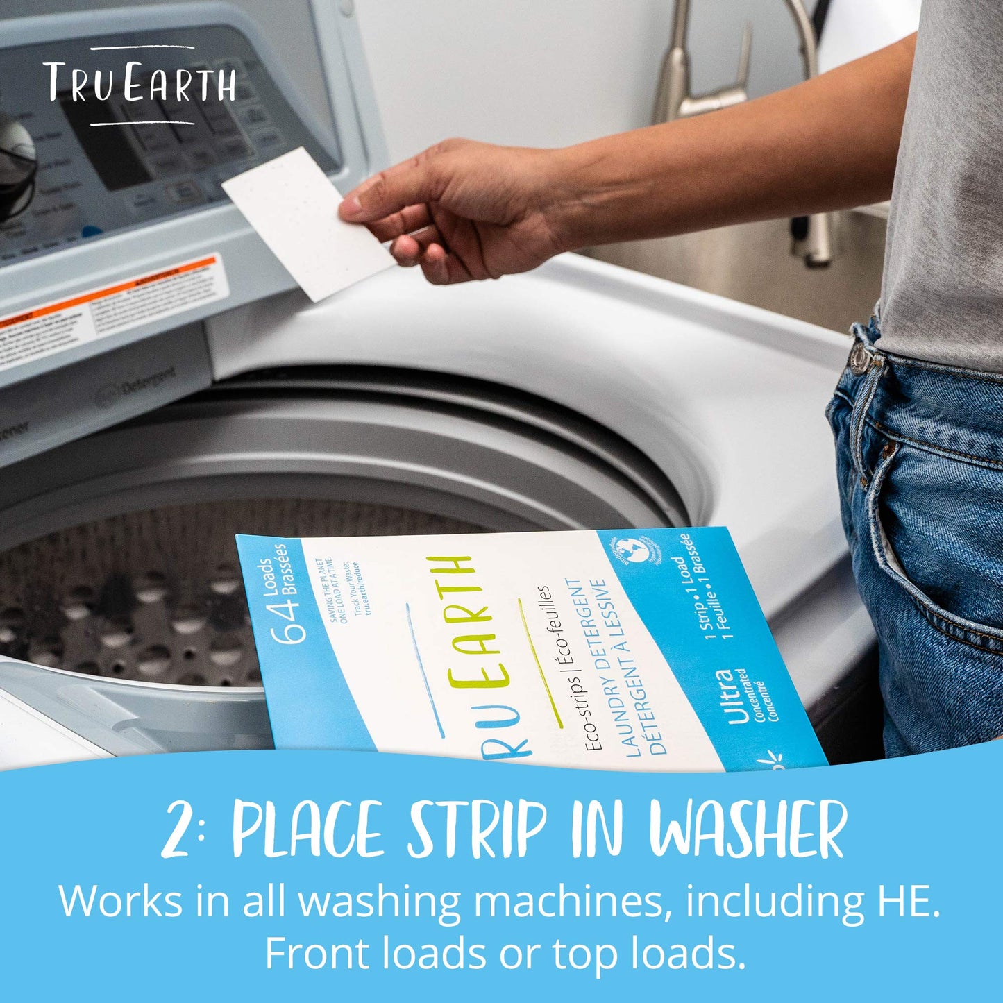 Tru Earth Compact Dry Laundry Detergent Sheets - Up to 128 Loads (64 Sheets) - Paraben-Free - Original Eco-Strip Liquidless Laundry Detergent, Laundry Sheets - Fresh Linen