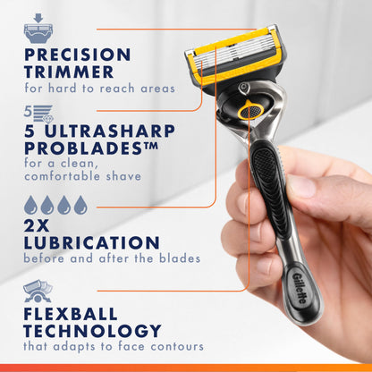 Gillette ProShield Mens Razor, 1 Handle + 5 Blade Refills, 1 Count (Pack of 1) Gillette